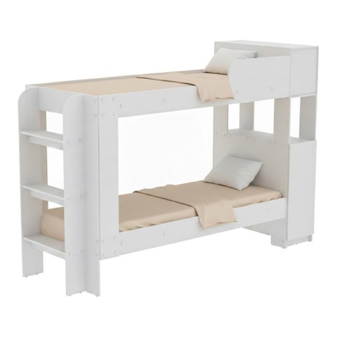 Beliche com Baú e 1 Porta para Colchão 78x188cm Multimóveis CR35548 Branco