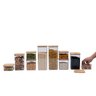 kit 10 potes de acrílico com tampa de bambu quadrados mantimento - oikos - 2