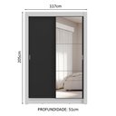 Ver imagem 4 de Guarda-roupa Solteiro 2 Portas de Correr com Espelho 4 Gavetas Branco/preto Vivare Plus Madesa