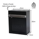 Ver imagem 2 de Caixa Correio Cartas Popular 30 Preta para Grade 13x25x30cm