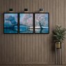 Trio de Quadros Decorativos  Neve na Ponte -60 x 40 -Sala - Quarto/ moldura - 4