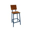 Ver imagem 1 de Banco Moderno de Ferro e Madeira de Demolição Alto para Decoração de Cozinha - Azul Del Rey