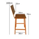 Ver imagem 2 de Banco Moderno de Ferro e Madeira de Demolição Alto para Decoração de Cozinha - Laranja