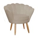 Ver imagem 3 de Kit Namoradeira + 1 Poltrona Decorativa Pétala Suede Capuccino Pés Madeira Mz Decor
