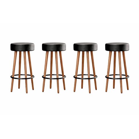 Kit 04 Banquetas Alta para Cozinha Área Gourmet Berlin Couríssimo Preto - Abmaza