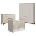 Ver imagem 1 de Quarto de Bebê 4 Portas com Cômoda com Porta Elfe Classic e Berço Americano Danny Areia Acetinado Am