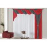 Cortina Jennifer 2M para Varão Duplo - Vermelho/Cinza/Branco - 1