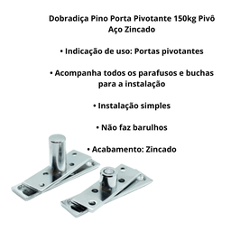 Dobradiça Pino Porta Pivotante 150kg Pivô Aço Zincado - 2