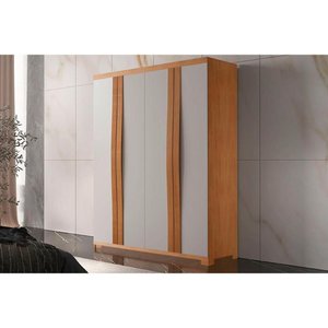 Guarda Roupa Solteiro 4 Portas e 2 Gavetas C/ Pés Grécia Naturale/off White - Rufato