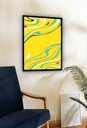 Ver imagem 1 de Quadro Decorativo Abstrato Aquarela Amarelo - 70x50cm:moldura Preta