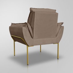 Poltrona Recepção Escritório de Luxo 12 Cores - Base de Ferro Dourado - Capuccino - 6