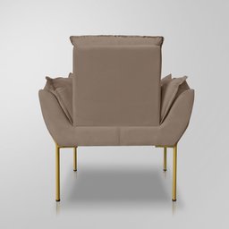 Poltrona Recepção Escritório de Luxo 12 Cores - Base de Ferro Dourado - Capuccino - 5