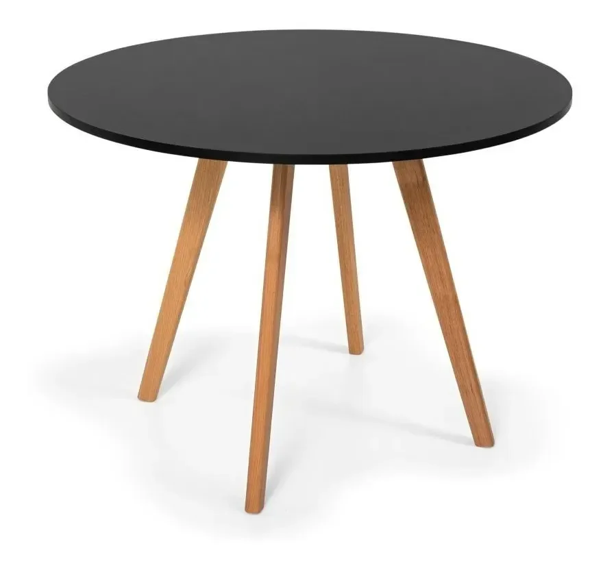 Mesa de Jantar Invisible Cozinha Sala Estar Redonda Madeira:Preto