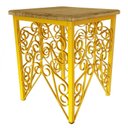 Ver imagem 1 de Banco de Ferro Artesanal Decorativo com Madeira de Demolição Rustica Pratico - Amarelo