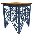 Ver imagem 1 de Banco de Ferro Artesanal Decorativo com Madeira de Demolição Rustica Pratico - Azul Del Rey