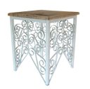 Ver imagem 1 de Banco de Ferro Artesanal Decorativo com Madeira de Demolição Rustica Pratico - Branco