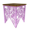 Ver imagem 1 de Banco de Ferro Artesanal Decorativo com Madeira de Demolição Rustica Pratico - Rosa