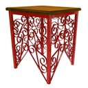 Ver imagem 1 de Banco de Ferro Artesanal Decorativo com Madeira de Demolição Rustica Pratico - Vermelho Escuro