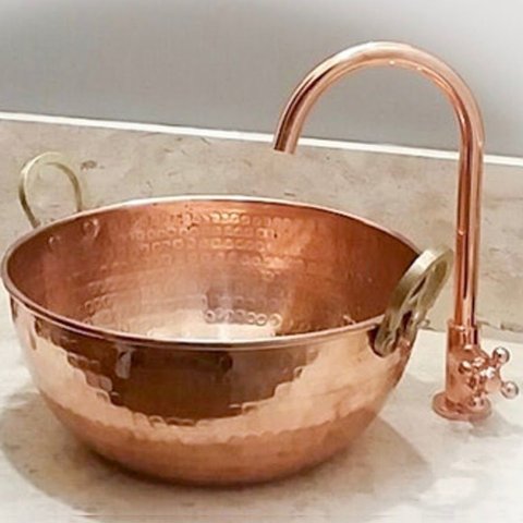 Cuba de Apoio Cobre Puro com Alças de Bronze 3l