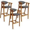 Ver imagem 1 de Kit 03 Banquetas Alta Cozinha Bancada Bar Sala de Jantar Fixa Cecília L02 Linho Cinza Escuro