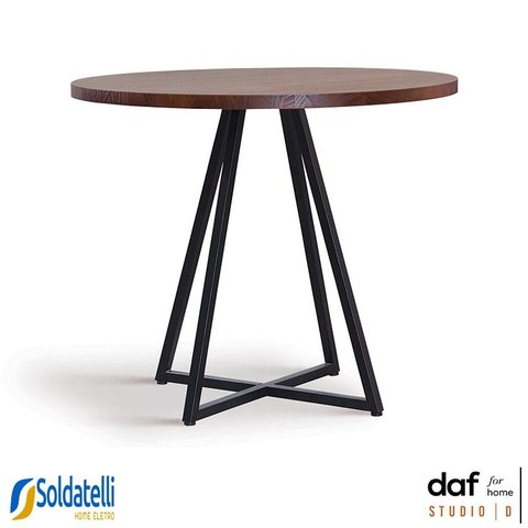 Mesa Seattle Aço Preto 90cm Tampo Castanho ou Mel - Daf Mobiliário