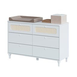 Cômoda Infantil Fofura Rattan 6 Gavetas Provençal Divicar - Branco - 3
