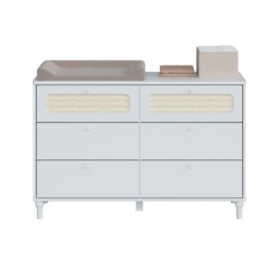 Cômoda Infantil Fofura Rattan 6 Gavetas Provençal Divicar - Branco - 4