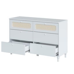 Cômoda Infantil Fofura Rattan 6 Gavetas Provençal Divicar - Branco - 5