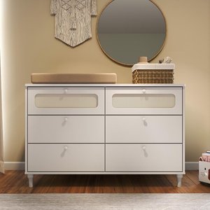 Cômoda Infantil Fofura Rattan 6 Gavetas Provençal Divicar - Branco