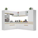 Ver imagem 1 de Armário de Cozinha Completa de Canto com Rodapé Veneza Multimóveis V2081 Branco/Dourado