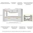 Ver imagem 4 de Armário de Cozinha Completa de Canto com Rodapé Veneza Multimóveis V2081 Branco/Dourado