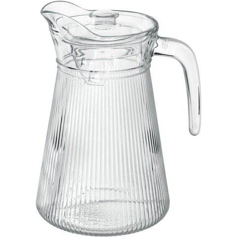 Jarra Suco Água Tampa Acrilico Vidro 1,6 Litros Transparente