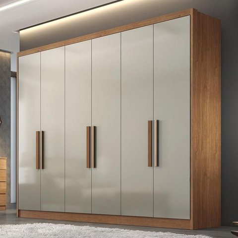 Guarda Roupa Casal Ambiente Linea 6 Portas 4 Gavetas Cumaru 25 Fendi com Nicho – Novo Horizonte