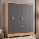 Ver imagem 2 de Guarda Roupa Mobi 6 Portas e 2 Gavetas Freijó/titanium - Móveis Albatroz