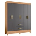 Ver imagem 1 de Guarda Roupa Mobi 6 Portas e 2 Gavetas Freijó/titanium - Móveis Albatroz