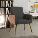 Ver imagem 2 de Kit 04 Poltronas Decorativa Maria W01 Pés Palito Linho Chumbo Couríssimo Camel - Lyam Decor