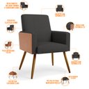 Ver imagem 4 de Kit 04 Poltronas Decorativa Maria W01 Pés Palito Linho Chumbo Couríssimo Camel - Lyam Decor