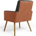 Ver mais imagens de Kit 04 Poltronas Decorativa Maria W01 Pés Palito Linho Chumbo Couríssimo Camel - Lyam Decor