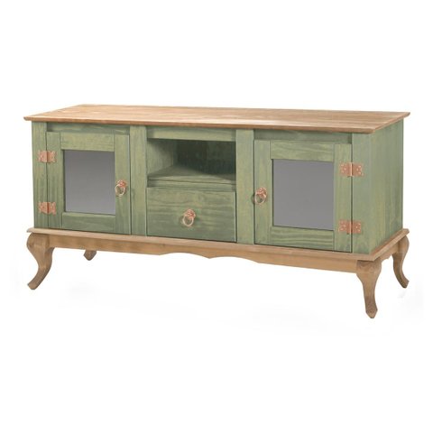 Rack para Tv com Pés Luiz Xv 2 Portas 1 Gaveta e Nicho D200 - Verde Rustic