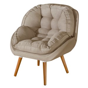 Poltrona Linho Luxo/conforto Premium Pés Palito Madeira:bege Linho