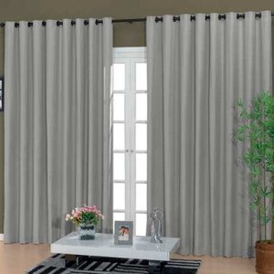 Cortina Para Sala Rustica Cinza 3,00x2,50 Admirare