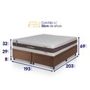 Ver imagem 2 de Conjunto Box Baú Marrom Mali Bege Molas Ensacadas King 193x203x77 - King House