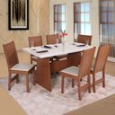 Ver imagem 1 de Conjunto Mesa Retangular Manuela com 6 Cadeiras Paraty Bagum Bege Naturalle e Off White
