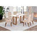 Ver imagem 1 de Conjunto: Mesa Sala Jantar Yara C/ Tampo Madeirado C/ Vidro Curvo 160x90cm e 6 Cadeiras Nina Nature/