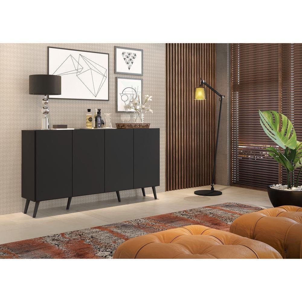 Aparador Buffet Retrô Multimóveis Veneza 4 Portas FG3556 Preto - 8