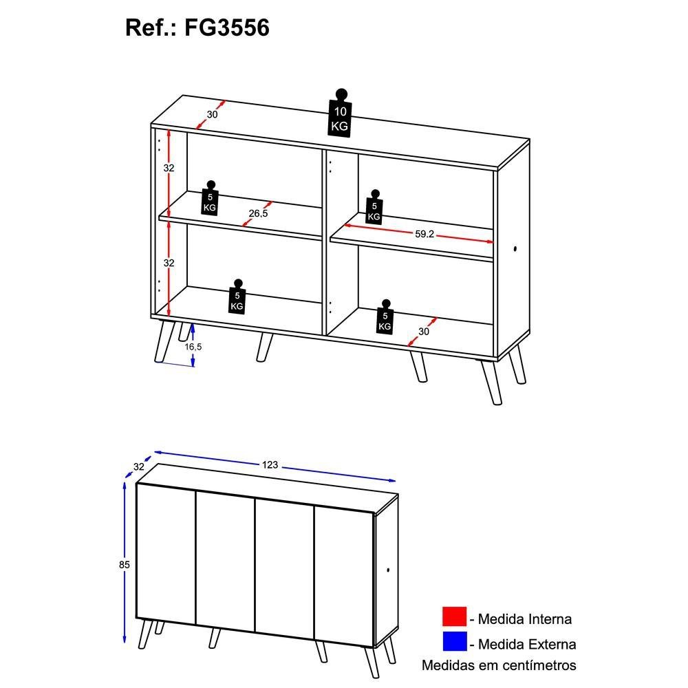 Aparador Buffet Retrô Multimóveis Veneza 4 Portas FG3556 Preto - 5