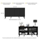 Ver imagem 4 de Aparador Buffet Retrô Multimóveis Veneza 4 Portas FG3556 Preto