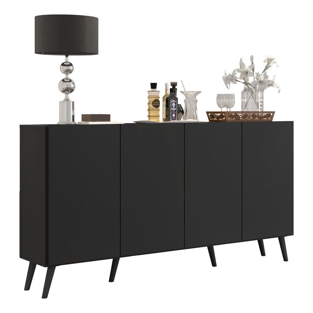 Aparador Buffet Retrô Multimóveis Veneza 4 Portas FG3556 Preto - 2