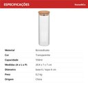 Ver imagem 7 de Pote Hermético de Borossilicato 550ml Transparente 20x6x6cm Mantimentos Cozinha