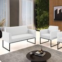 Ver imagem 7 de Sofá Namoradeira com Poltrona Base Industrial Preto Marisa Corino Branco D03 - D'Rossi